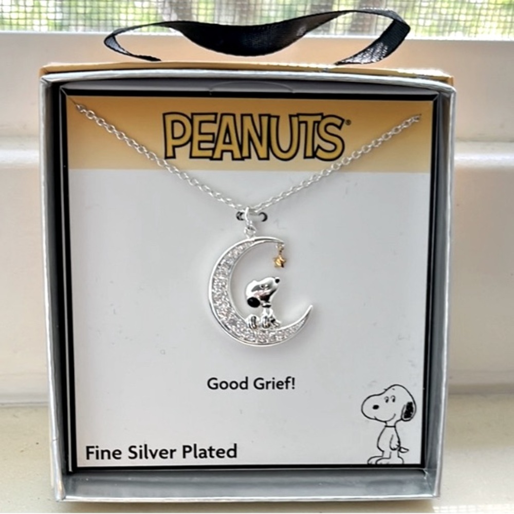Peanuts Snoopy Two Tone 18k Gold Plated Cubic Zirconia Necklace